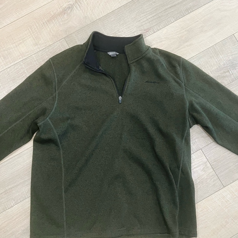Eddie Bauer Men's Dark Green Quarter-Zip Sweater